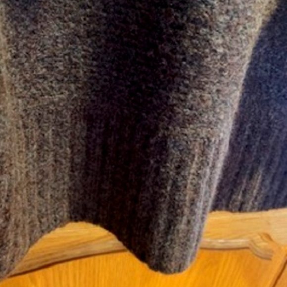 Denim & Co. Wool Blend Brown Pullover Knit Turtleneck Sweater Fringe Sleeve Sz:L - Picture 6 of 7